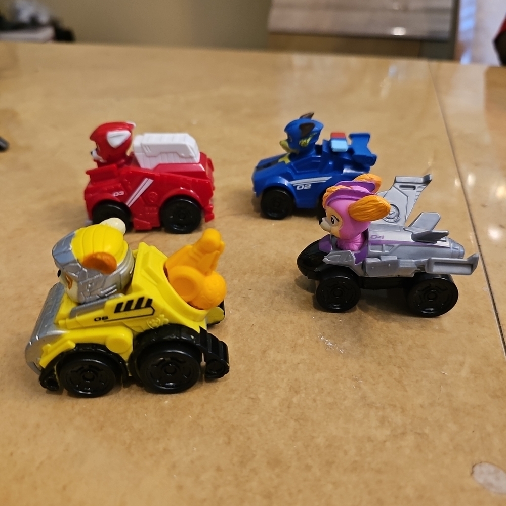 Paw Patrol The Mighty Movie Pup Squad Vehicle Figure 4 Pcs Marshall Skye Rubble